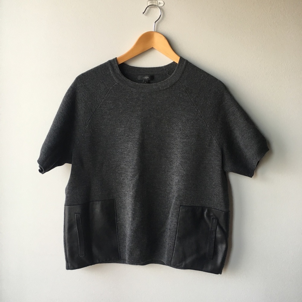 J Crew Merino Wool Leather Pocket Top